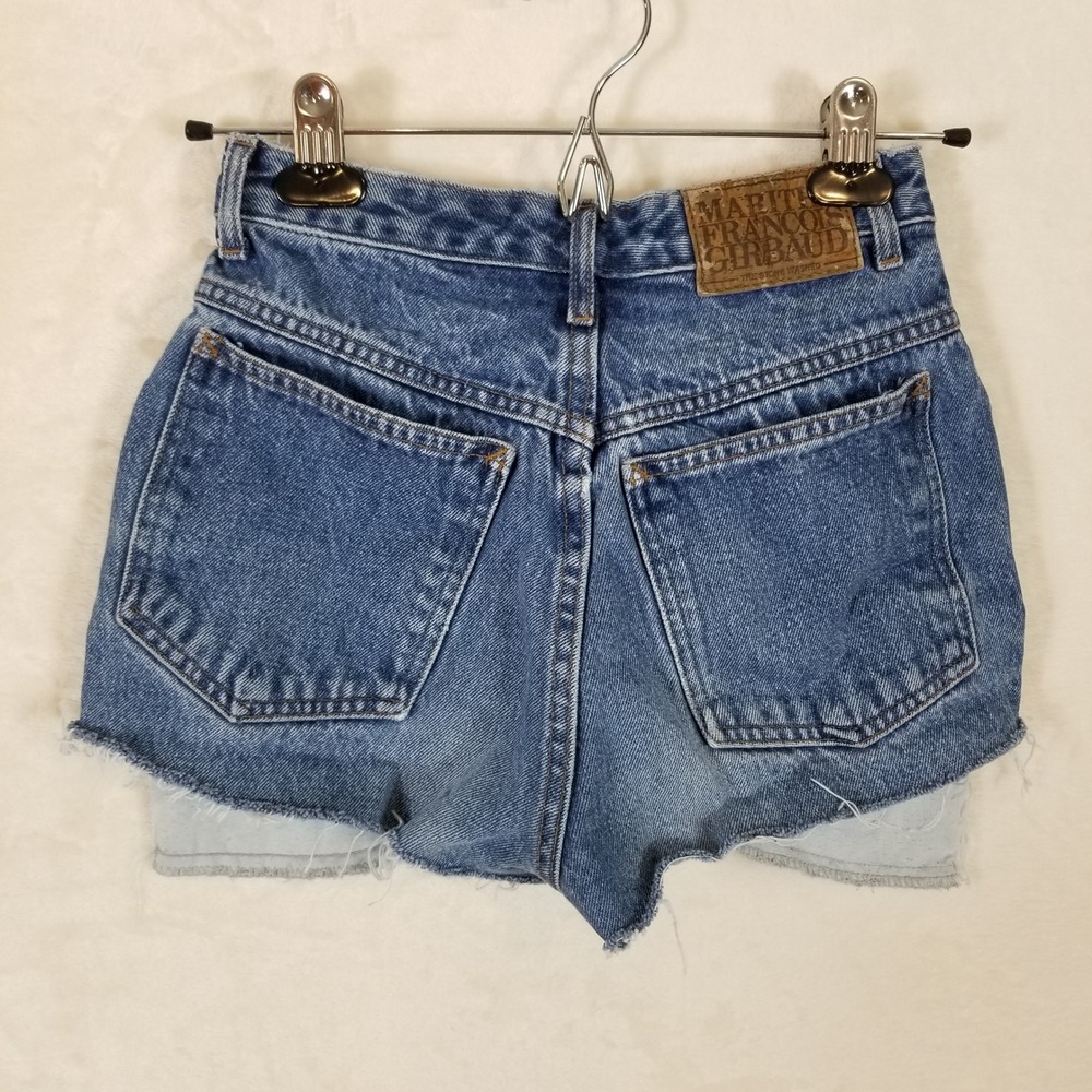 Marithe Francois Girbaud Vintage Denim Cut Off Shorts Stonewash Blue Womens 3/4 - Picture 2 of 8